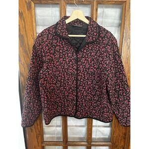 Carol Anderson by Invitation Jacket Pink And Black Floral Fall Coat‎